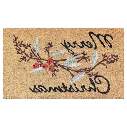 17" X 29" Natural And Brown Merry Christmas Outdoor Coir Door Mat