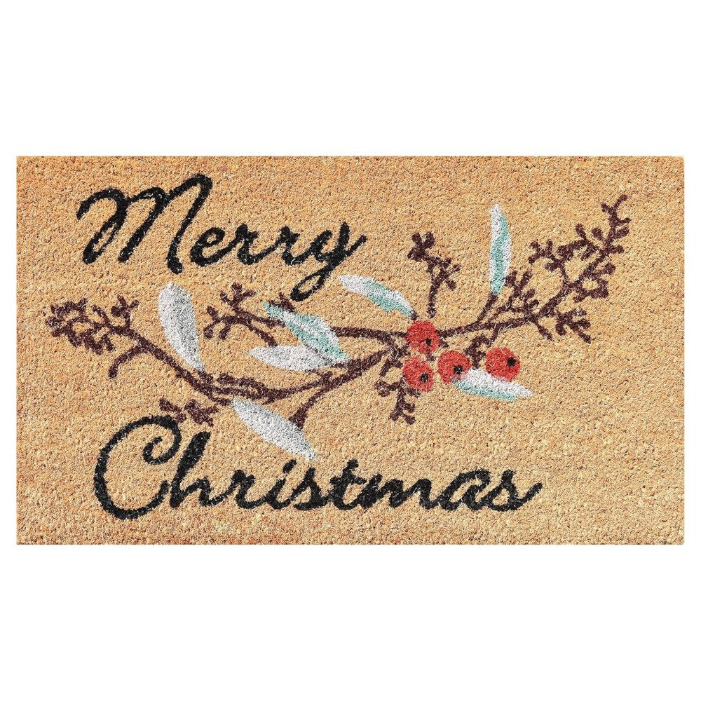 17" X 29" Natural And Brown Merry Christmas Outdoor Coir Door Mat — view 1