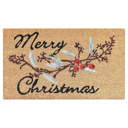 17" X 29" Natural And Brown Merry Christmas Outdoor Coir Door Mat