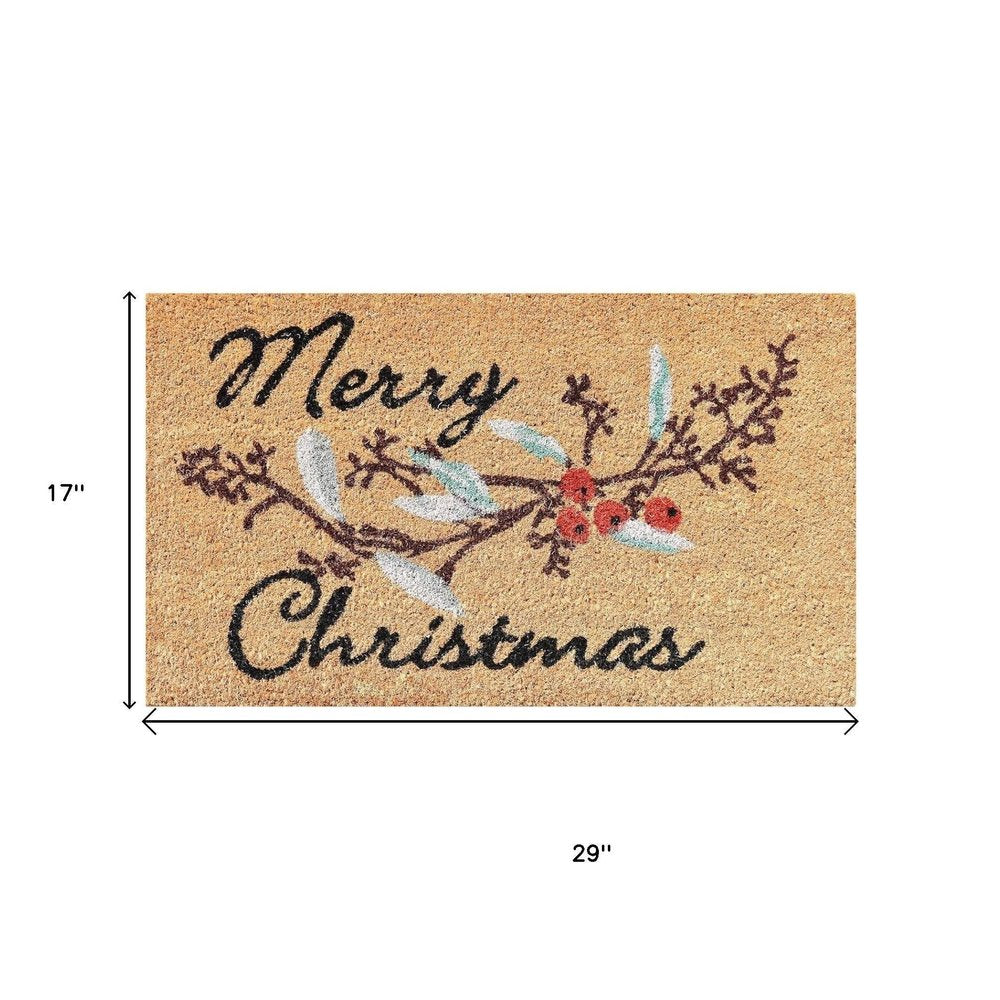 17" X 29" Natural And Brown Merry Christmas Outdoor Coir Door Mat — view 2