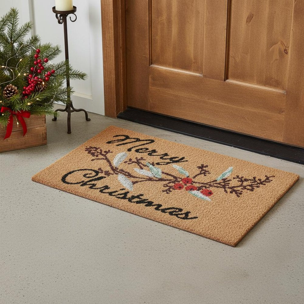 17" X 29" Natural And Brown Merry Christmas Outdoor Coir Door Mat — view 3