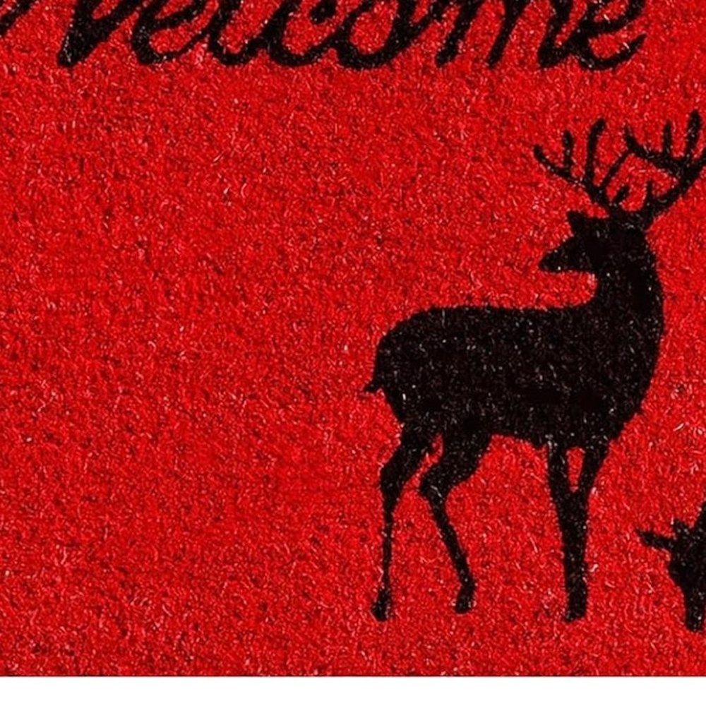 17" X 29" Red And Black Christmas Deer Welcome Outdoor Coir Door Mat — view 3