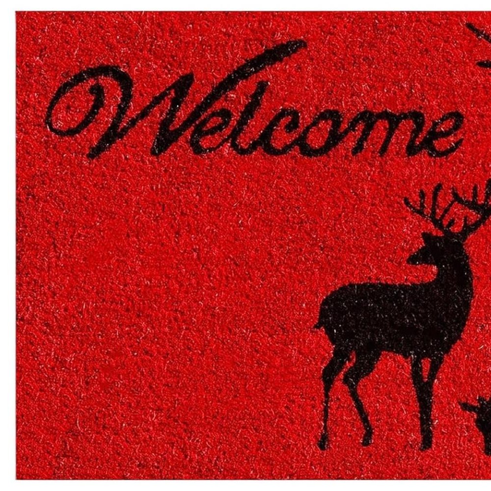 17" X 29" Red And Black Christmas Deer Welcome Outdoor Coir Door Mat — view 5