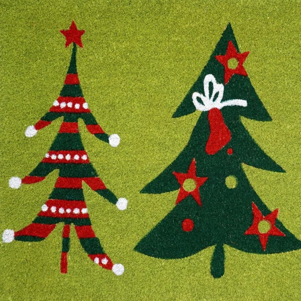 17" X 29" Green And Red Christmas Trees Outdoor Coir Door Mat — view 3