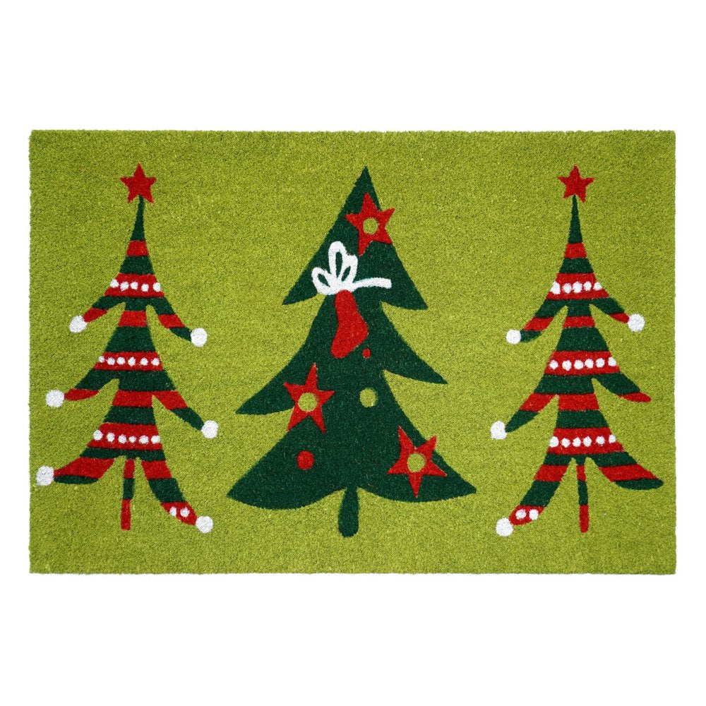 17" X 29" Green And Red Christmas Trees Outdoor Coir Door Mat — view 5