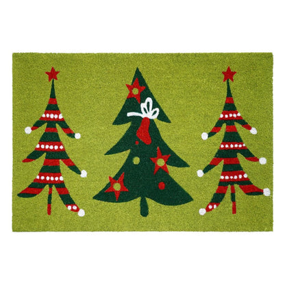 17" X 29" Green And Red Christmas Trees Outdoor Coir Door Mat HomeRoots