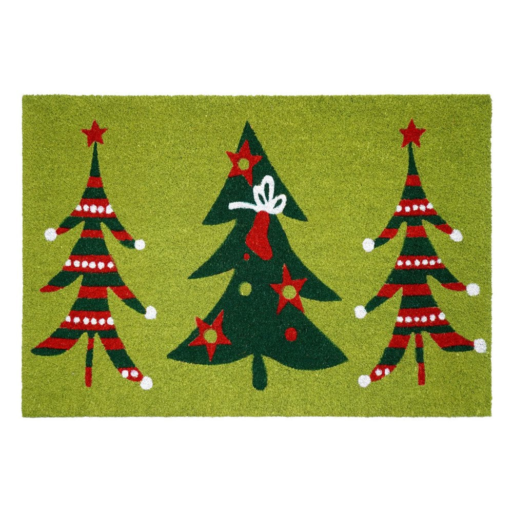 24" X 36" Green And Red Christmas Trees Outdoor Coir Door Mat — view 5