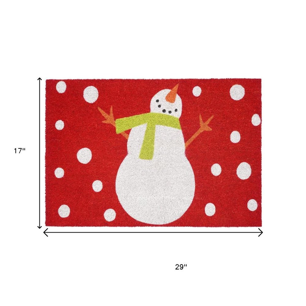 24" X 36" Red And White Coir Snowman Outdoor Christmas Door Mat — view 8