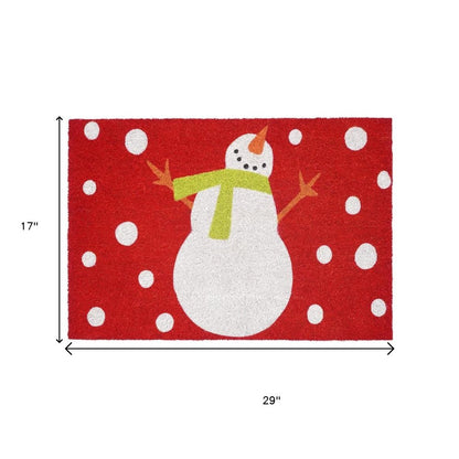 24" X 36" Red And White Coir Snowman Outdoor Christmas Door Mat HomeRoots