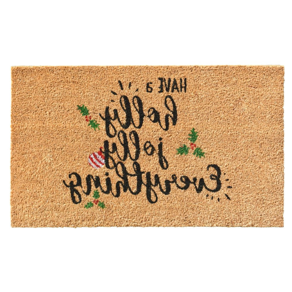 17" X 29" Brown Black And Green Christmas Outdoor Coir Door Mat — view 4