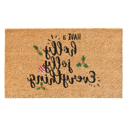 17" X 29" Brown Black And Green Christmas Outdoor Coir Door Mat HomeRoots