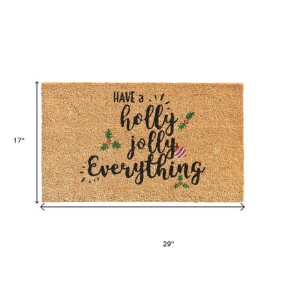 17" X 29" Brown Black And Green Christmas Outdoor Coir Door Mat HomeRoots