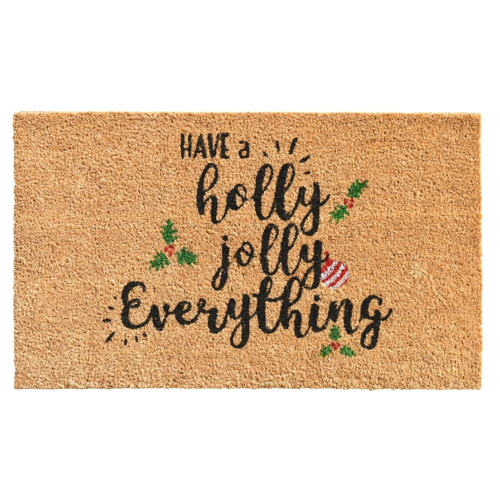 17" X 29" Brown Black And Green Christmas Outdoor Coir Door Mat — view 2