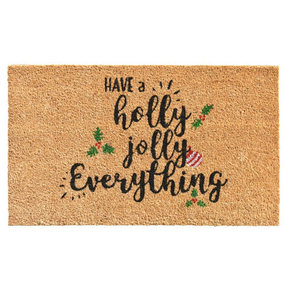 17" X 29" Brown Black And Green Christmas Outdoor Coir Door Mat HomeRoots