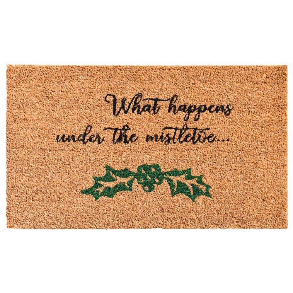 17" X 29" Brown Black And Green Christmas Outdoor Coir Door Mat — view 2