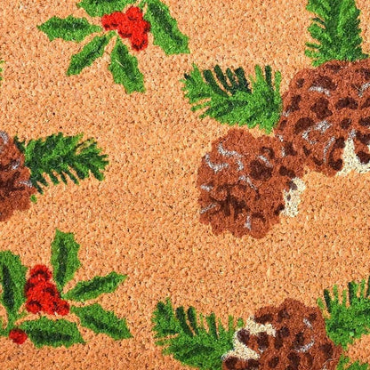 17" X 29" Brown Red And Green Christmas Outdoor Coir Door Mat HomeRoots