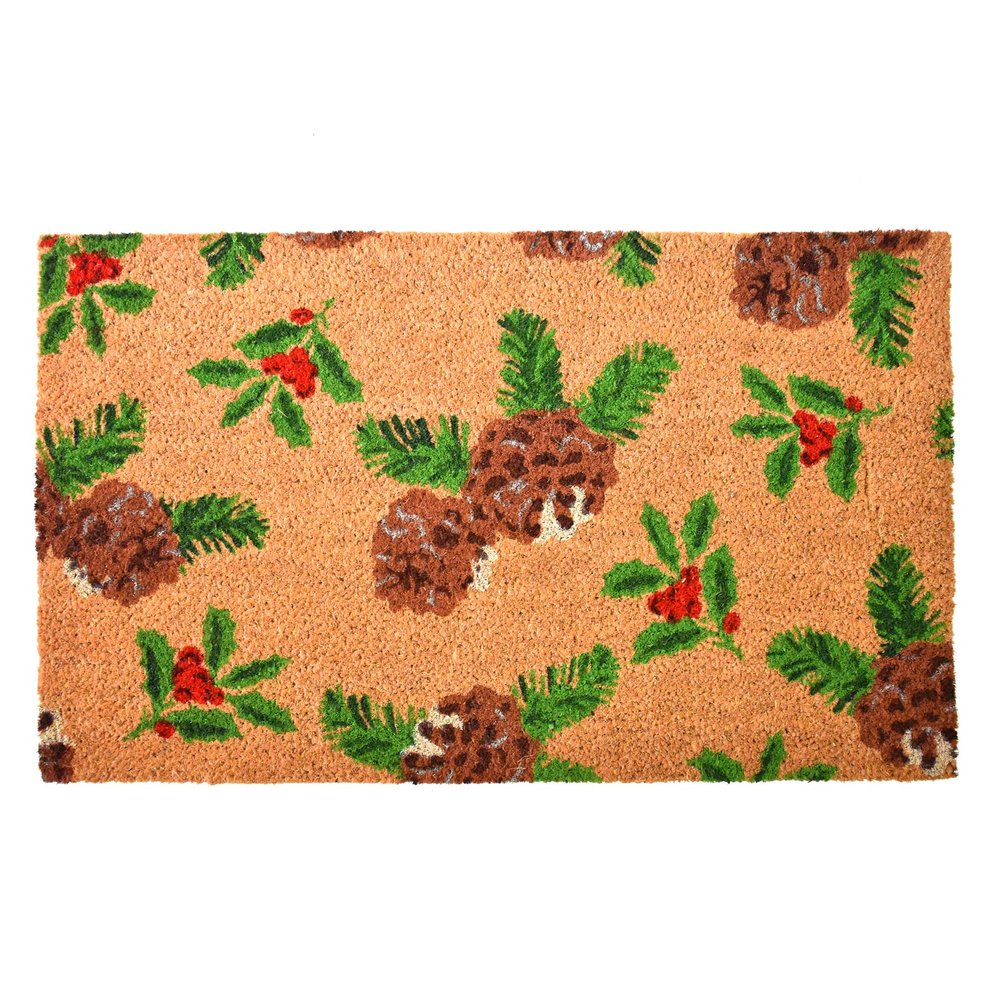 17" X 29" Brown Red And Green Christmas Outdoor Coir Door Mat — view 2