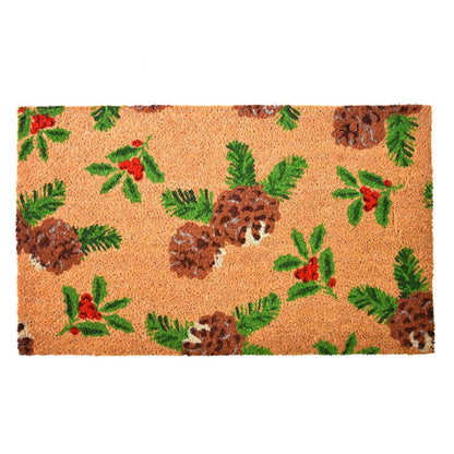 17" X 29" Brown Red And Green Christmas Outdoor Coir Door Mat HomeRoots