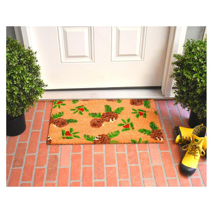 17" X 29" Brown Red And Green Christmas Outdoor Coir Door Mat HomeRoots