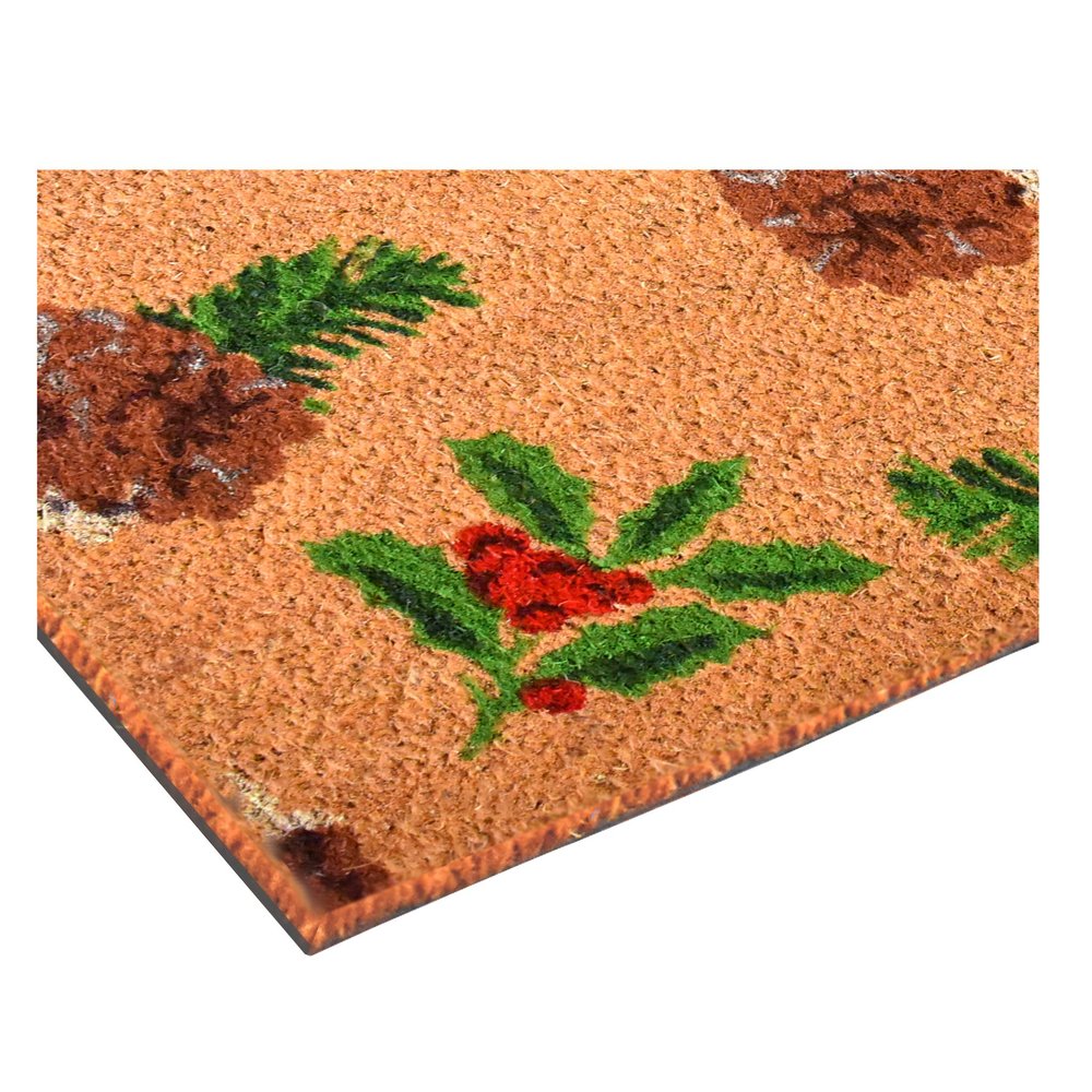 17" X 29" Brown Red And Green Christmas Outdoor Coir Door Mat — view 3