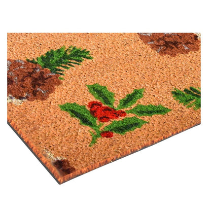 17" X 29" Brown Red And Green Christmas Outdoor Coir Door Mat HomeRoots