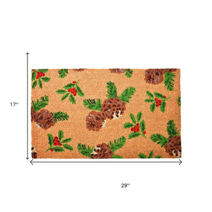 17" X 29" Brown Red And Green Christmas Outdoor Coir Door Mat HomeRoots