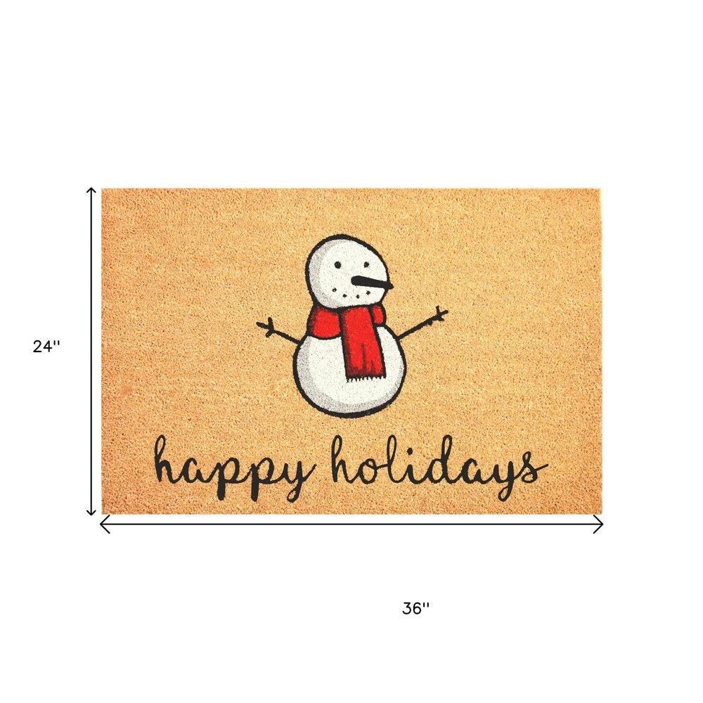 17" X 29" Natural And White Coir Snowman Outdoor Christmas Door Mat — view 8