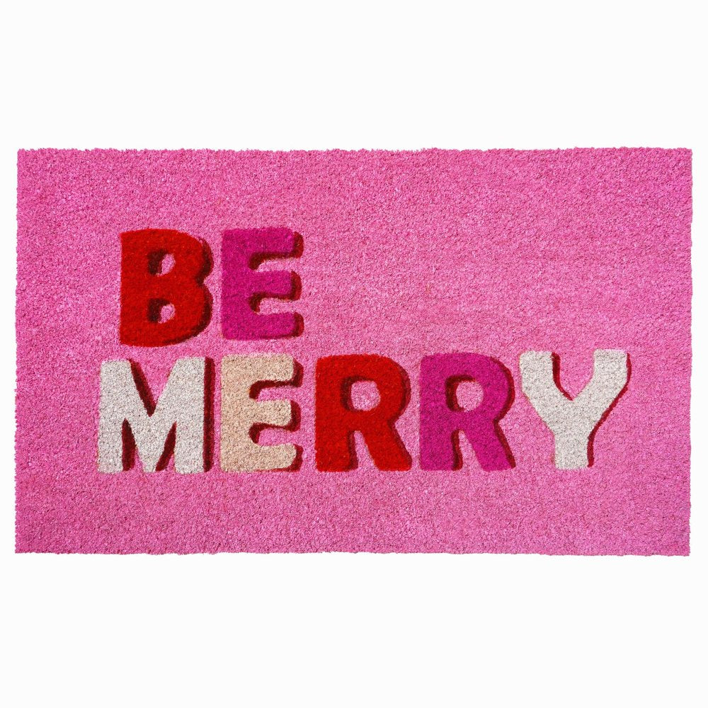 17" X 29" Pink Red And White Christmas Outdoor Coir Door Mat — view 2