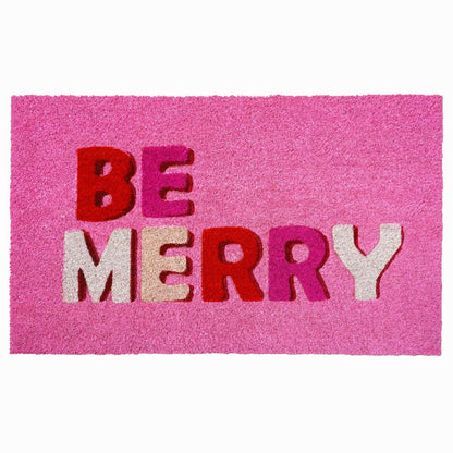 17" X 29" Pink Red And White Christmas Outdoor Coir Door Mat HomeRoots