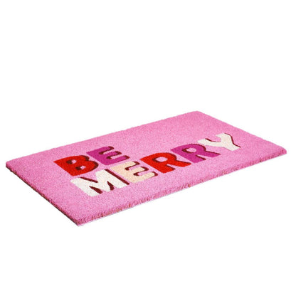 17" X 29" Pink Red And White Christmas Outdoor Coir Door Mat HomeRoots