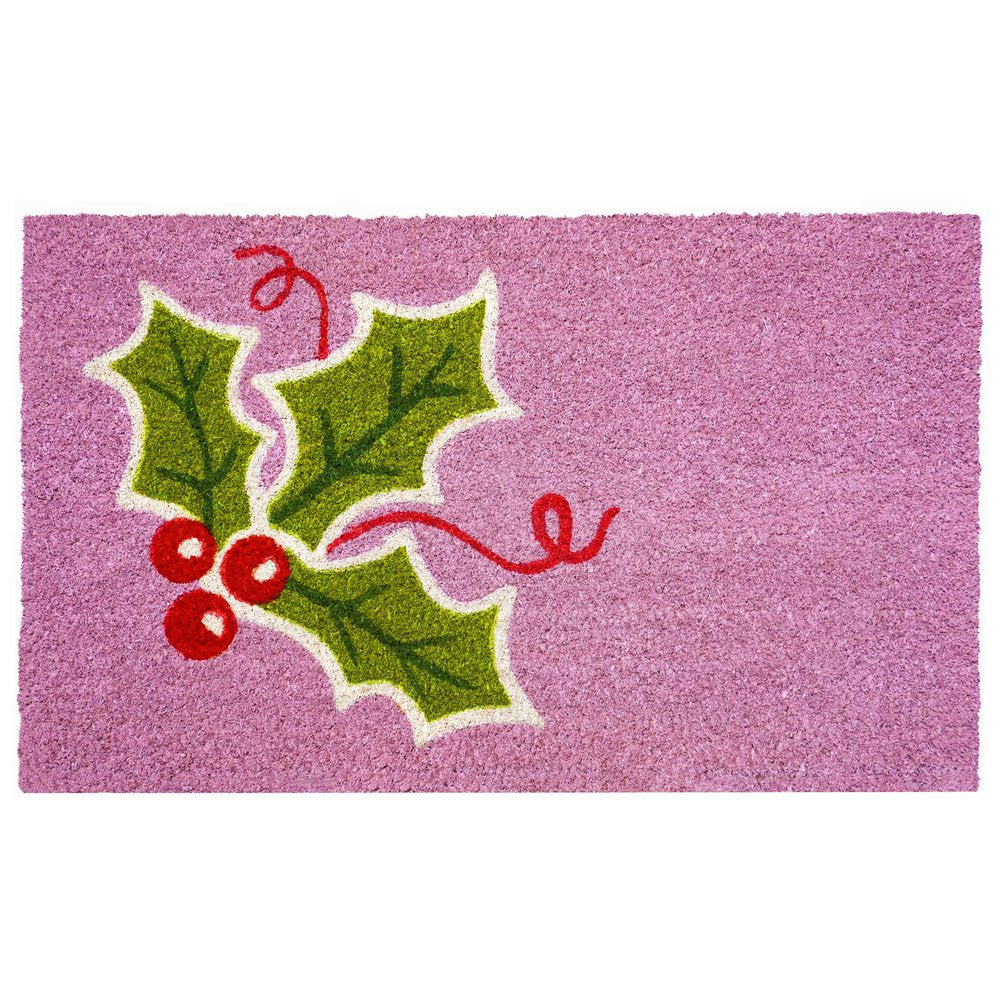 17" X 29" Pink Green And Red Christmas Outdoor Coir Door Mat HomeRoots