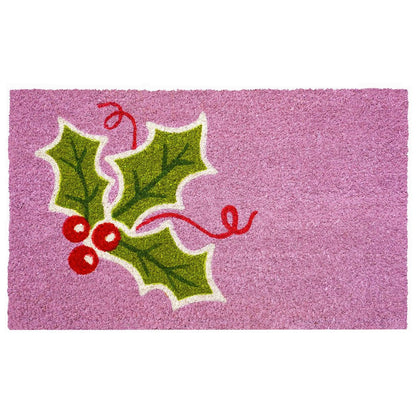 17" X 29" Pink Green And Red Christmas Outdoor Coir Door Mat HomeRoots
