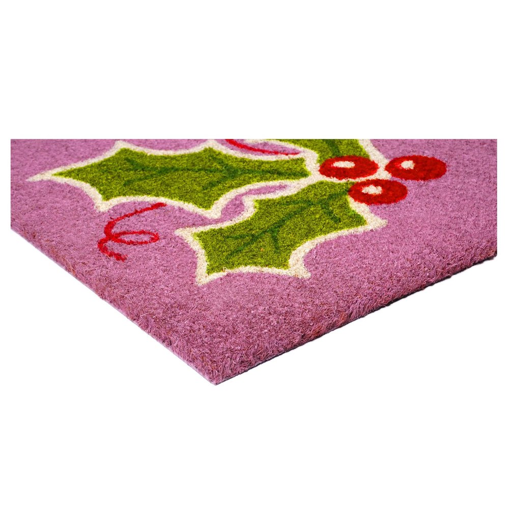 17" X 29" Pink Green And Red Christmas Outdoor Coir Door Mat — view 4
