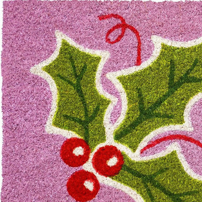 17" X 29" Pink Green And Red Christmas Outdoor Coir Door Mat HomeRoots