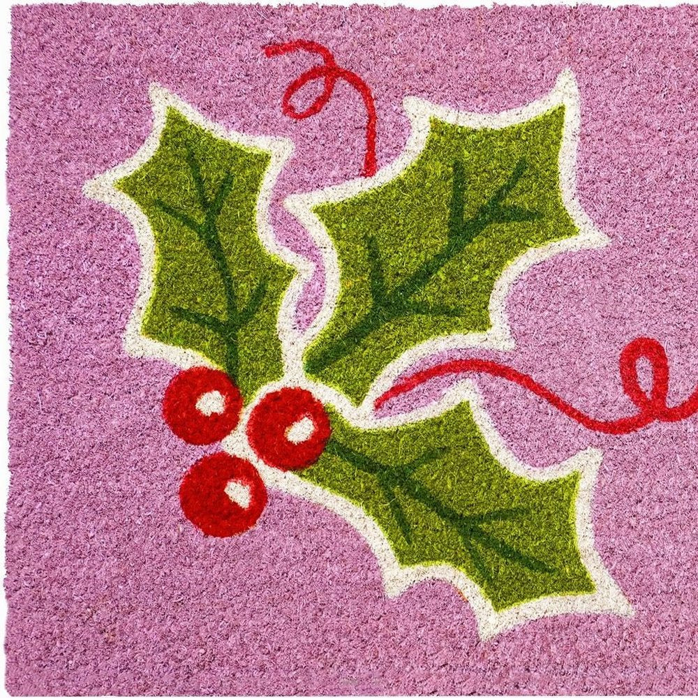 17" X 29" Pink Green And Red Christmas Outdoor Coir Door Mat — view 9
