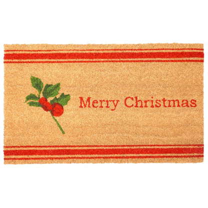 17" X 29" Brown Red And Green Merry Christmas Outdoor Coir Door Mat HomeRoots