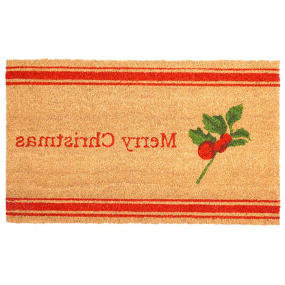 17" X 29" Brown Red And Green Merry Christmas Outdoor Coir Door Mat HomeRoots