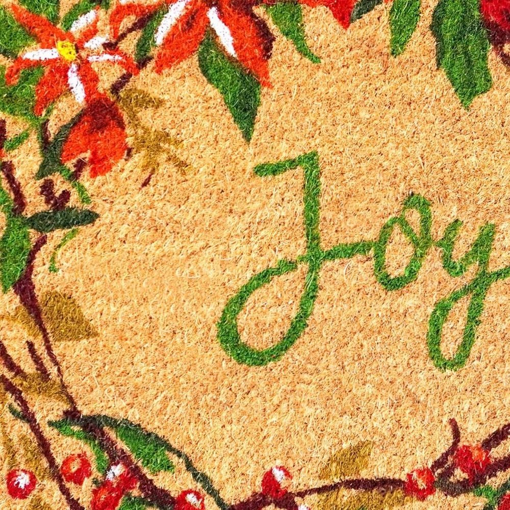 17" X 29" Brown Red And Green Christmas Outdoor Coir Door Mat HomeRoots