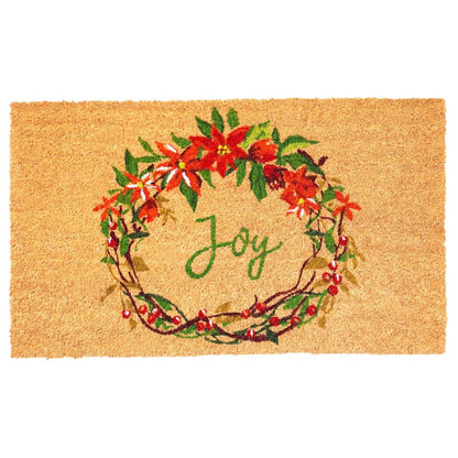 17" X 29" Brown Red And Green Christmas Outdoor Coir Door Mat HomeRoots