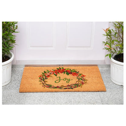 17" X 29" Brown Red And Green Christmas Outdoor Coir Door Mat HomeRoots