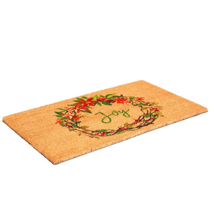 17" X 29" Brown Red And Green Christmas Outdoor Coir Door Mat HomeRoots