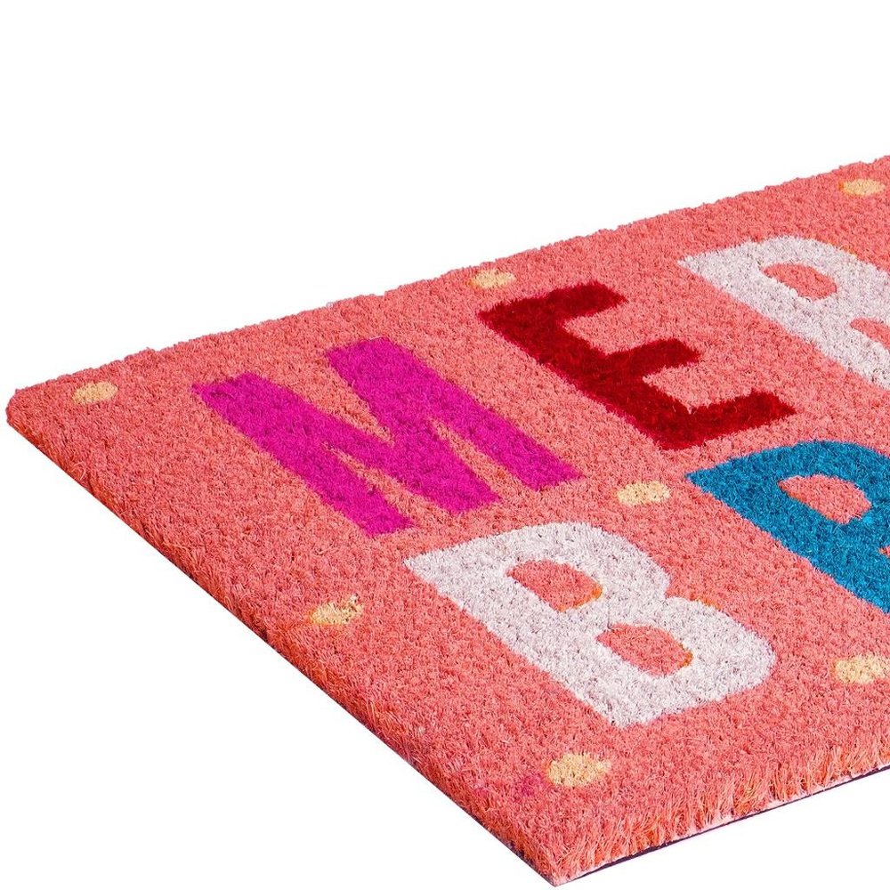 17" X 29" Pink Blue And White Christmas Merry and Bright Outdoor Coir Door Mat — view 11
