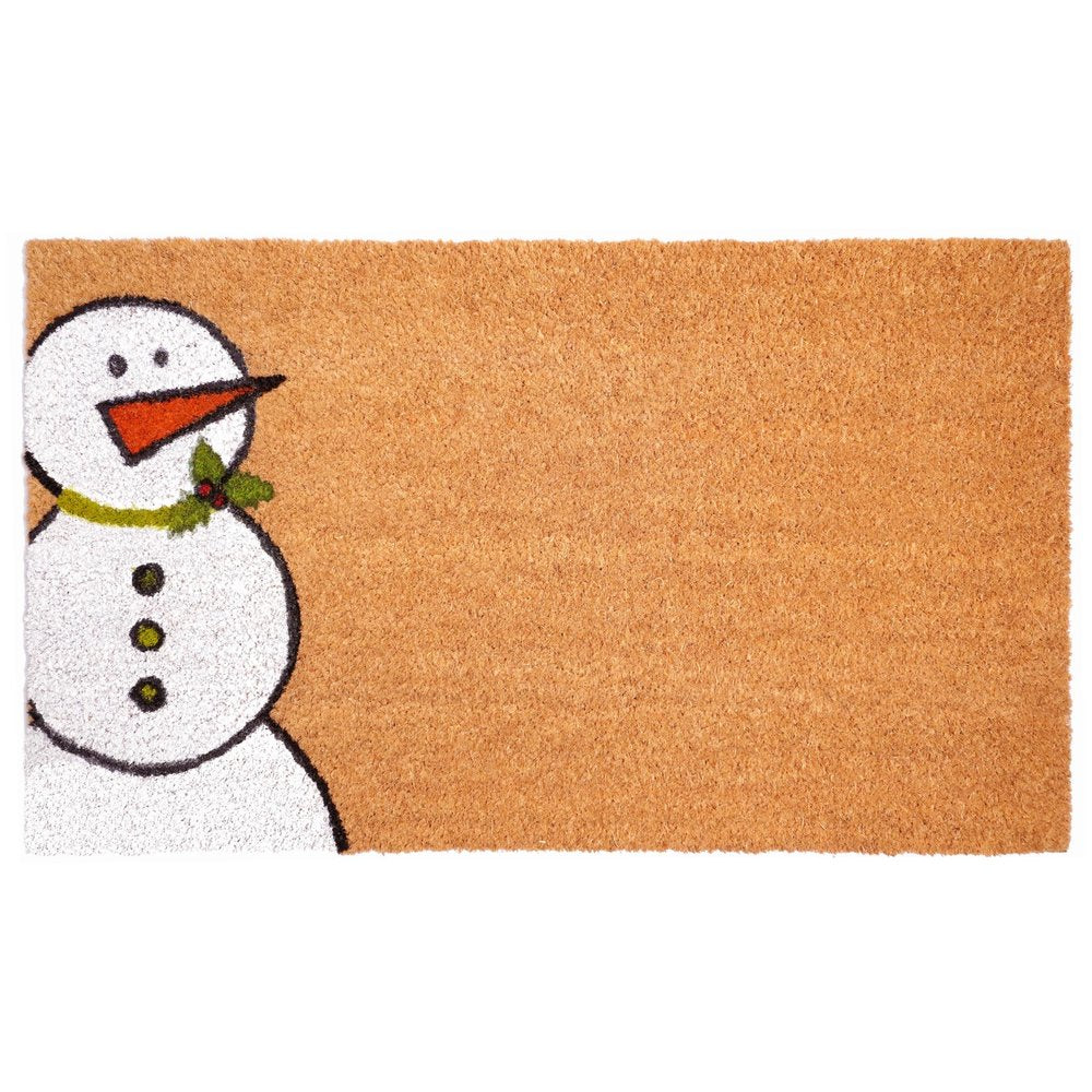 17" X 29" Brown White And Red Christmas Snowman Outdoor Coir Door Mat — view 10