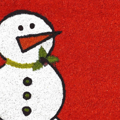 24" X 36" Red White And Black Christmas Snowman Outdoor Coir Door Mat HomeRoots