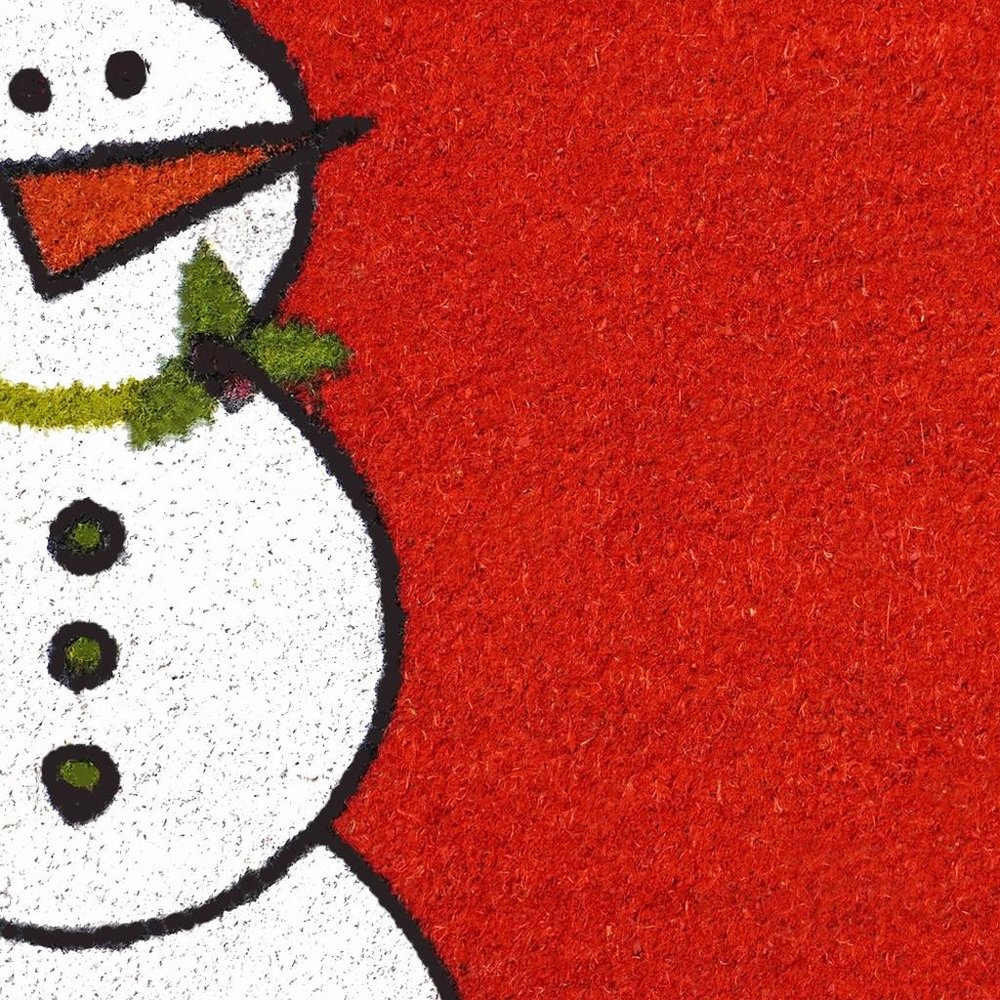 24" X 36" Red White And Black Christmas Snowman Outdoor Coir Door Mat HomeRoots