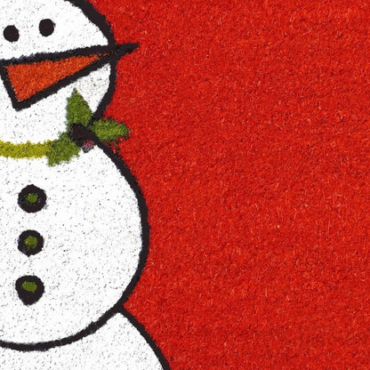 24" X 36" Red White And Black Christmas Snowman Outdoor Coir Door Mat HomeRoots