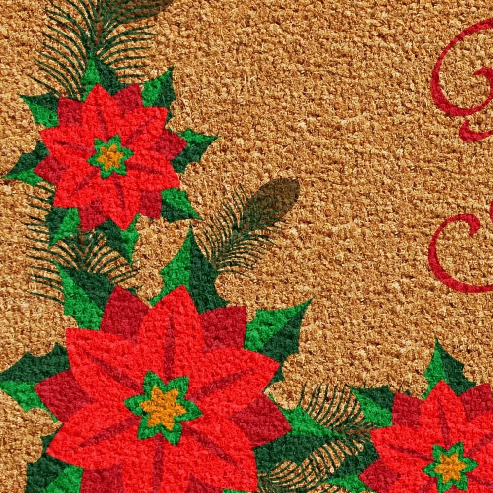 17" X 29" Brown Red And Green Christmas Outdoor Coir Door Mat HomeRoots