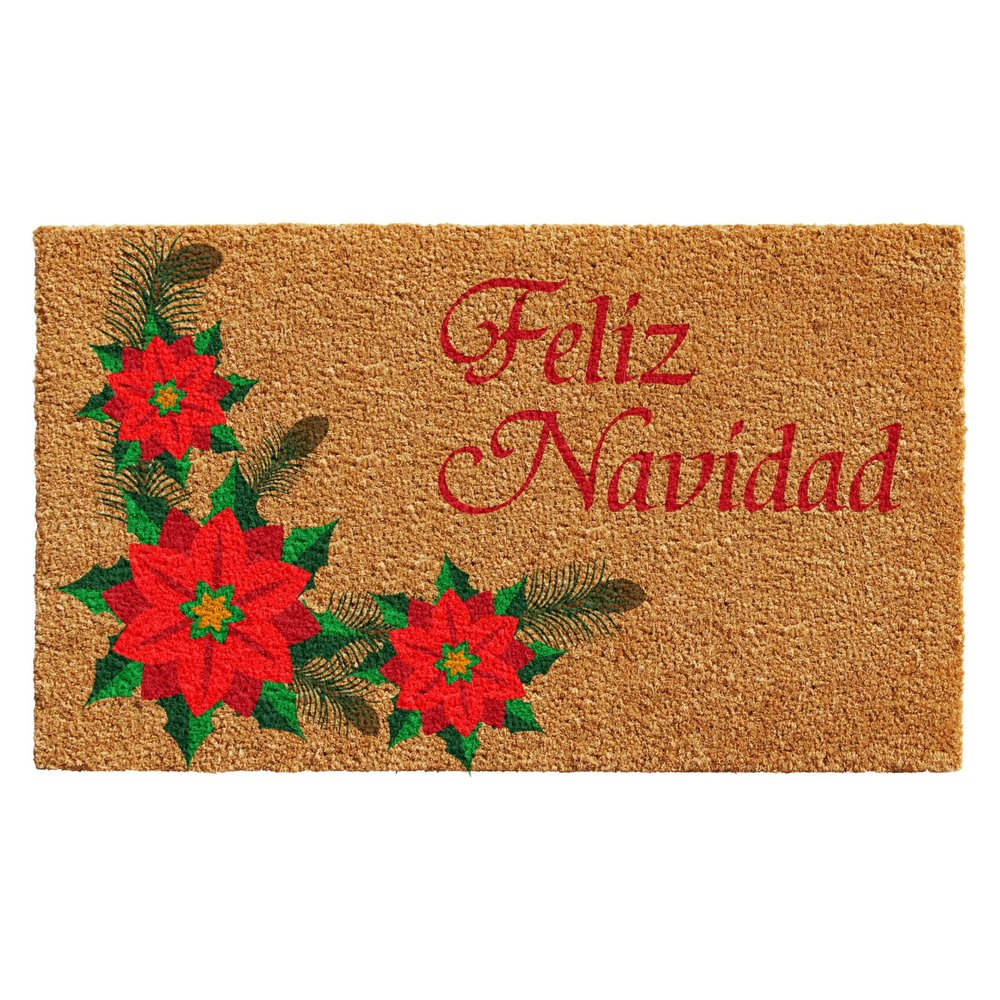 17" X 29" Brown Red And Green Christmas Outdoor Coir Door Mat — view 2