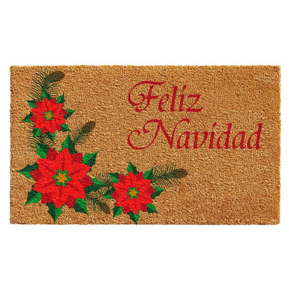 17" X 29" Brown Red And Green Christmas Outdoor Coir Door Mat HomeRoots