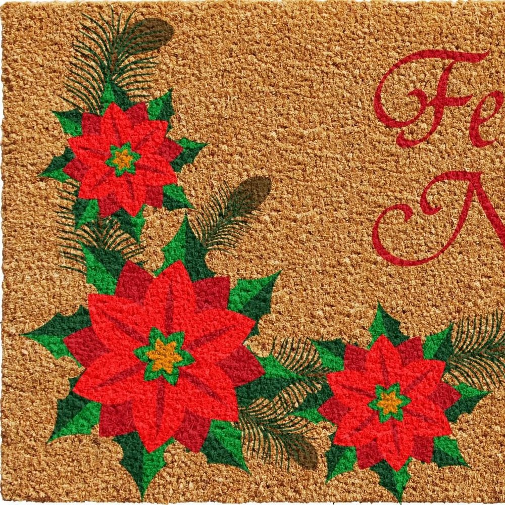 17" X 29" Brown Red And Green Christmas Outdoor Coir Door Mat HomeRoots